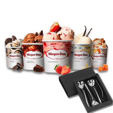 Kem Haagen-Dazs Mini Cup 100ml x 6 Ly(Tặng Bộ 4 Muỗng Băng Băng Trái Tim Big Love Inox 12-14cm)