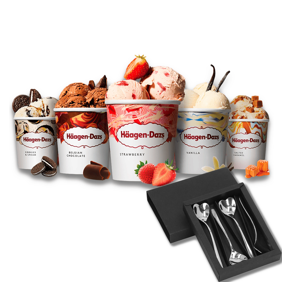 item_F118932_b6e5 Kem Haagen-Dazs Mini Cup 100ml x 6 Ly(Tặng Bộ 4 Muỗng Băng Băng Trái Tim Big Love Inox 12-14cm) - Ảnh 1
