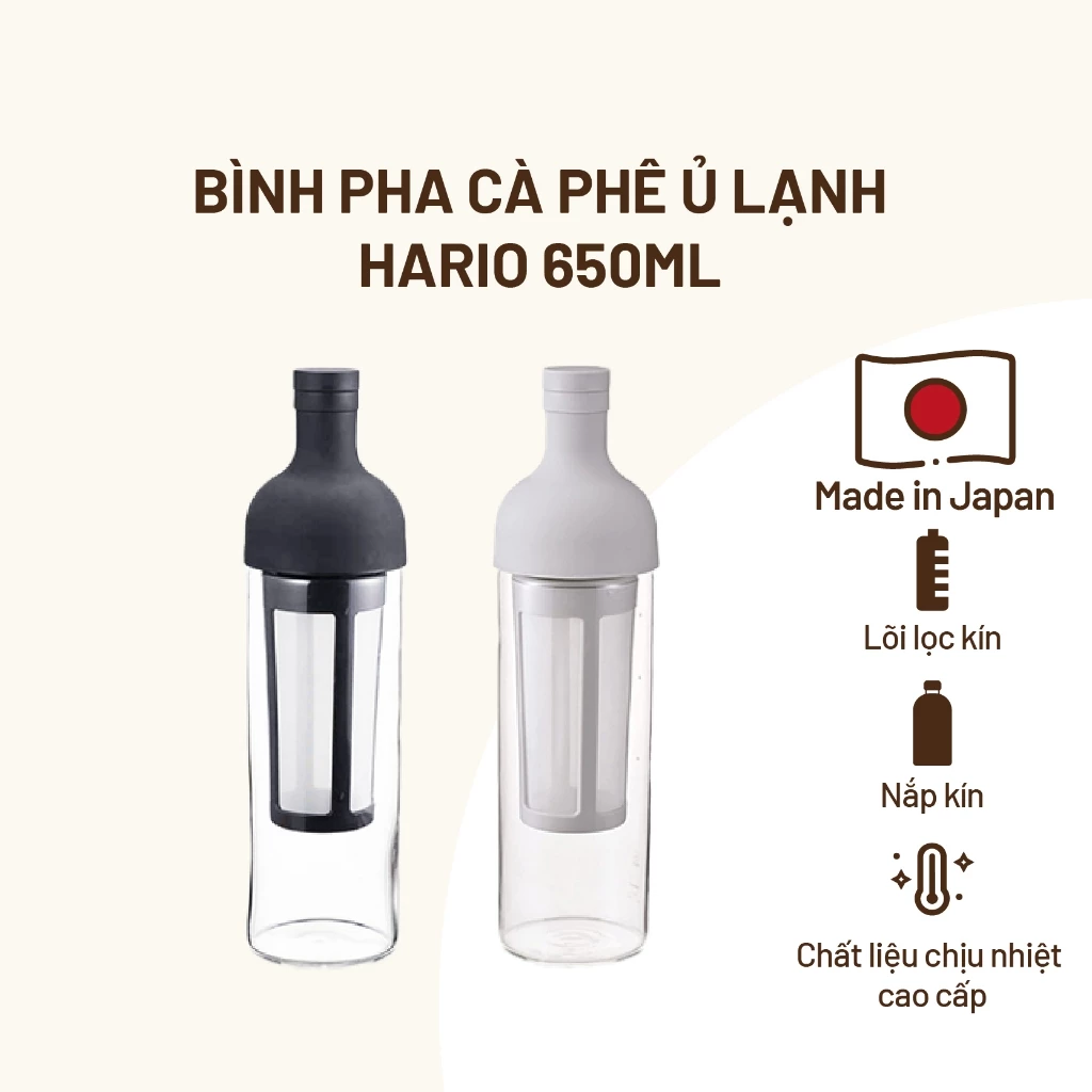 vn-11134207-820l4-mjtm7gdmtnusf5 Bình pha cà phê Cold Brew Hario 650ml FIC-70-B (Đen / Xám) - Ảnh 1