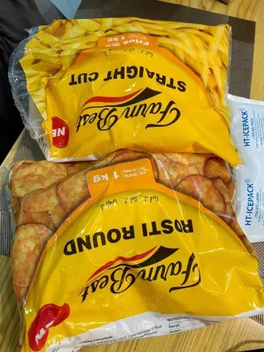 Nhấp để xem toàn màn hình 【Farm Best】Khoai Tây Chiên Đông Lạnh 2kg (Cắt Que Straight Cut + Viên Tròn Rosti Round) photo review